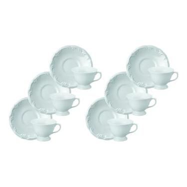 Imagem de Conjunto de 12 xícaras de chá de porcelana branca