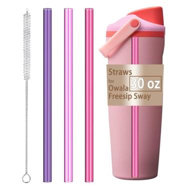 Imagem de Canudos para garrafa de água de aço inoxidável isolada FreeSip Sway, 850 g, canudo de substituição para acessórios Owala FreeSip Sway, 850 g, reutilizável, Tritan, lavável na lava-louças, seguro para