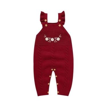 Imagem de Macacões De Tricô Florais Para Bebês Recém-Nascidos (0-18m) - Sem Mang