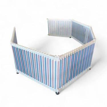Imagem de Cercado Pet para Cachorros e Gatos Cercadinho Portátil Dobrável Resistente e Seguro Módulos Expansíveis (Branco, Rosa e Azul, 40cm, 6)