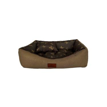 Imagem de Cama Para Cachorro Retangular Em Corino + Poliéster Marrom Claro Lv Grande (g) 50 X 65 Cm