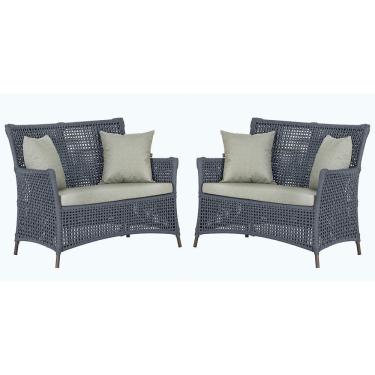 Imagem de 2 Sofás área Externa Igapó Alumínio Marrom Corda Náutica E3 Prata