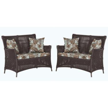 Imagem de 2 Sofás área Externa Igapó Alumínio Marrom Corda Náutica E6 Marrom