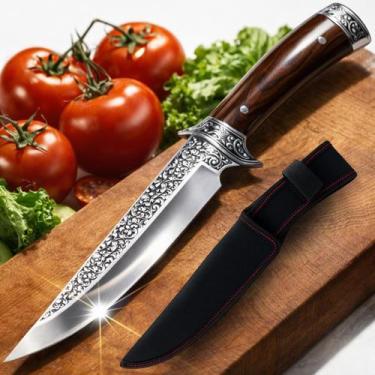 Imagem de Faca Churrasco Gaúcho Full Tang Artesanal Cabo Madeira - Genérico