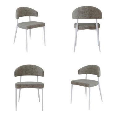 Imagem de 4 Unidades Cadeira Bless Fixa C/4 Pés 53 X 55 X 78cm Pés Brancos. Lautrec Marrom Lautrec Marrom