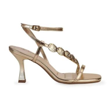Imagem de Sandália Salto Festa Bebecê Dourado Feminina - Bebece, Dourado, 36