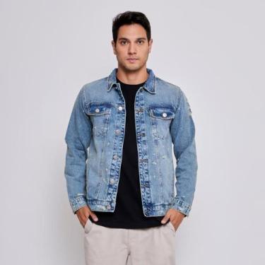 Imagem de Jaqueta Jeans Masculina Lav DOCT, M, Indigo claro puidos
