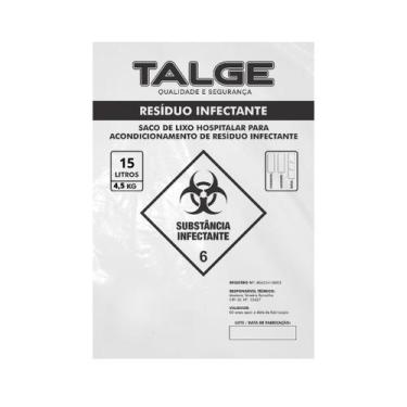 Imagem de Saco de Lixo Hospitalar para resíduo Infectante Talge 100 LITROS 100 U