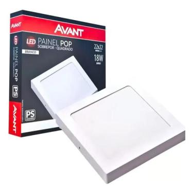 Imagem de Kit 10 plafon de embutir 22x22 18w 6500k quadrado cor branco - Avant