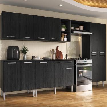 Imagem de Armário Cozinha Modulada Completa 298cm Pequim Top Multimóveis Mp3770 Preto