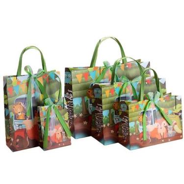 Imagem de Bolsa de presente, bolsa de papelão para festas, animais de desenho an
