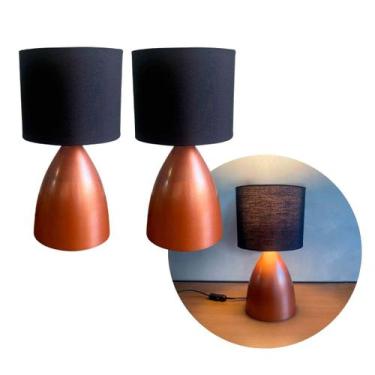 Imagem de Kit 2 Abajur luminaria de Mesa Bojudo Clássico de Cobre aluminio Com C