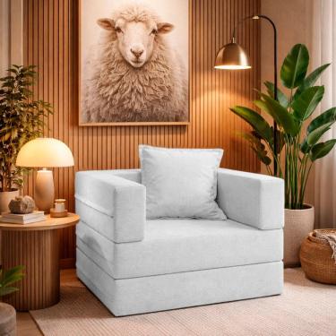Imagem de Poltrona Cama Modular Mold Boucle Prata - Loja Sheep