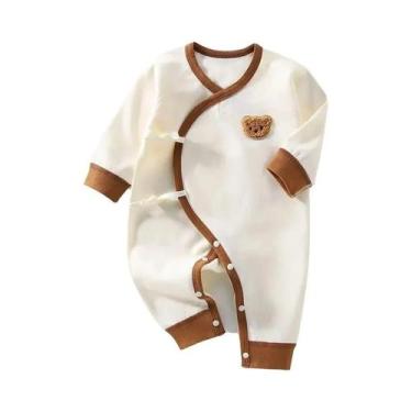 Imagem de Macacão De Algodão Para Bebê Recém-Nascido Com Chapéu Meninos Meninas 