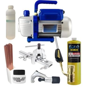 Imagem de Kit Básico Refrigeração Bomba De Vácuo, Maçarico E Mapp - Refrigeração