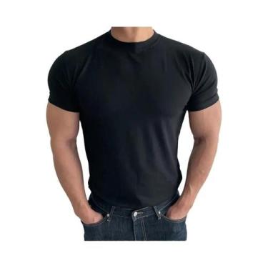 Imagem de Camiseta Masculina De Treino De Algodão De Alta Elasticidade, Secagem 