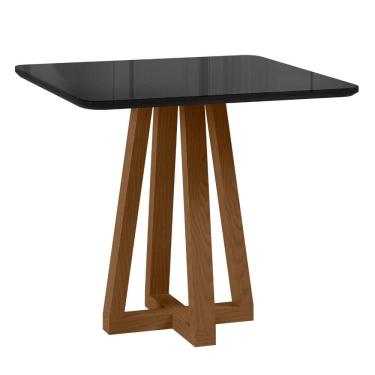 Imagem de Mesa de Jantar Livia Piccola Quadrada com Vidro – Madeira/MDF, Acabamento Âmbar - Sonetto
