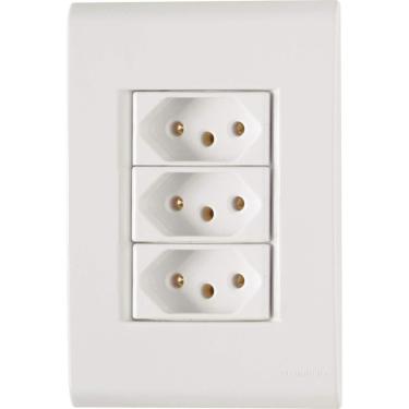 Imagem de Conjunto 4x2 Com 3 Tomadas 2p+t 10 A 250 V Tramontina Liz Branco Tramontina