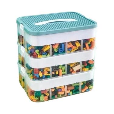 Imagem de Caixa De Armazenamento Plástica Para Crianças Para Blocos De Montar Le