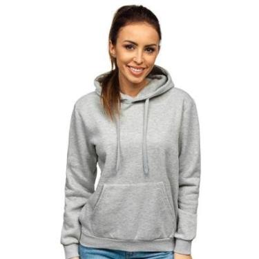 Imagem de Moletom Feminino Liso Abrigo Blusa Moleton Casaco com Capuz-Feminino