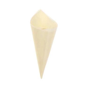 Imagem de Cone De Sorvete De Madeira Biodegradável Descartável 50 Unidades, Cone