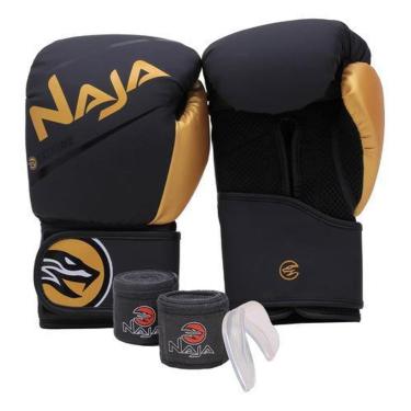 Imagem de Kit Luva Boxe Muay Thai + Bandagem + Bucal Naja Extreme-Masculino
