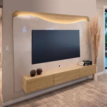 Imagem de Painel para TV Até 86 Polegadas Lumiere 3 Gavetas com Led Off White/Ca