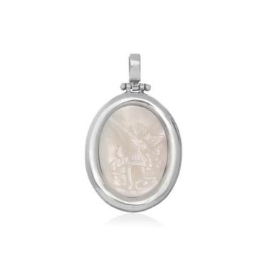 Imagem de Pingente São Miguel Arcanjo Madrepérola, Prata 925 - Trajano Joias