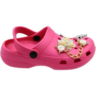Imagem de Clog Juvenil Largo Yvate Bottons Removíveis Confortável Menina