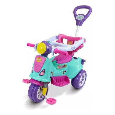 Imagem de Triciclo Motoca C/ Guia Passeio e Pedal Avespa Pink Maral - Congratula