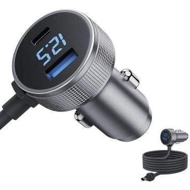 Imagem de Cabo Carregador Veicular 3 Em 1  Adaptador Usb-c Pd + Qc 3.0 Com Displ