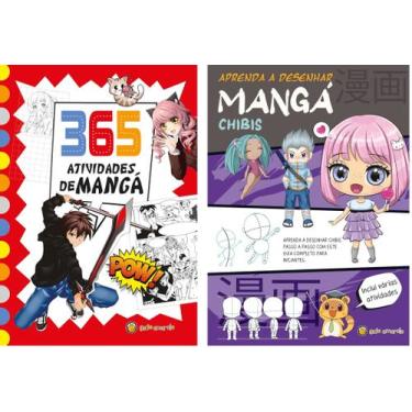Imagem de Kit 2 Livros de Desenho Mangá: Aprenda a Desenhar Chibis + 365 Ativida