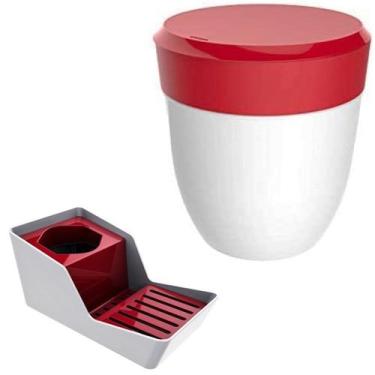 Imagem de Kit Organizador De Pia Porta Detergente + Lixeira 2,5 Litros Cozinha -