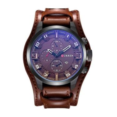 Imagem de Relógio Esportivo CURREN Masculino Pulseira de Couro, Marrom