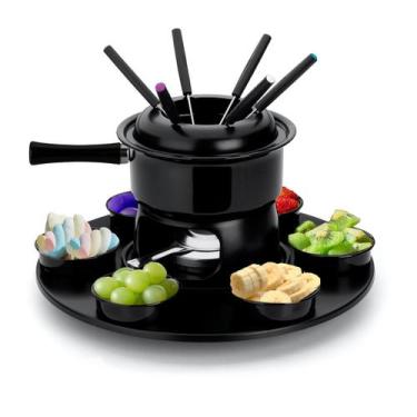 Imagem de Conjunto Panela Fondue Aparelho Giratório 17 pc Lugano Completo Kit Fu