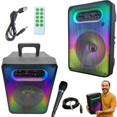 Imagem de Caixa de Som Bluetooth Preta Rgb Radio Fm Microfone Som Alto - X-CELL,
