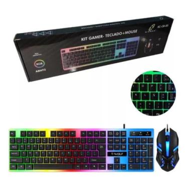 Imagem de Kit Gamer Teclado e Mouse Rgb Semi Mecânico Led Preto Xcell