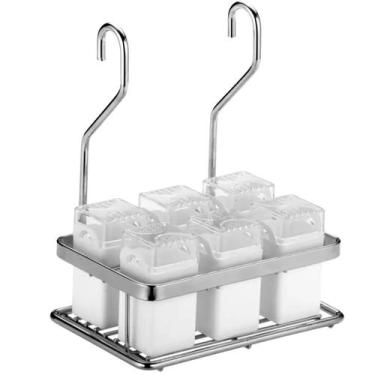 Imagem de Suporte Porta Temperos E Condimentos Aéreo Aço Inox Com 6 Frascos Bran