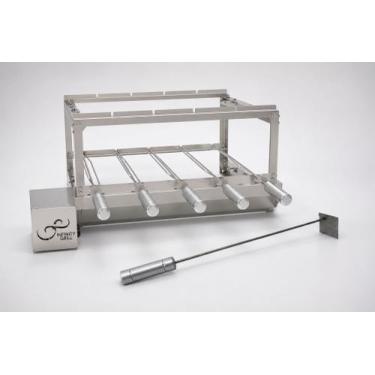 Imagem de Gira Grill 5 espeto inox + 1 brinde espalhador de Brasa - infinity gri