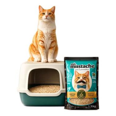 Imagem de Areia Higiênica Gatos Mr Mustache Biodegradável Sem Poeira 3,9KGS - Mr