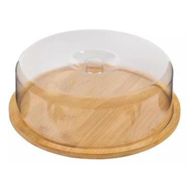 Imagem de Porta bolo bambu c/ tampa acrilica 28cm boleira  - ECOMKAZA