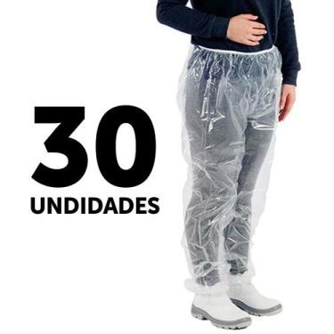 Imagem de 30 Calça Plástica Descartável Transparente Impermeável - Aradesc