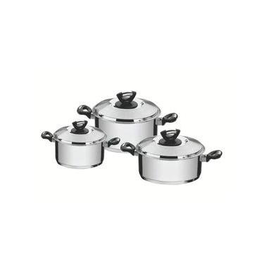 Imagem de Jogo de Panelas Tramontina Solar Baquelite em Aço Inox Fundo Triplo 3 Peças