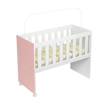 Imagem de Mini Berço Infantil 2 em 1 Chiqueirinho Rodízios Colchão Incluso Portá
