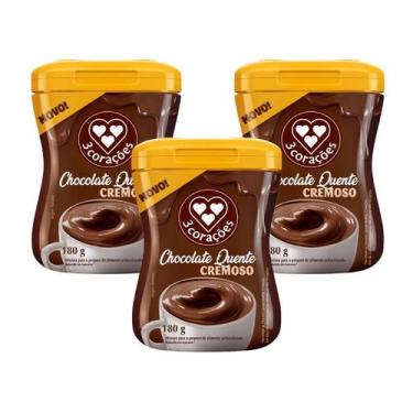 Imagem de Chocolate Quente Pó Cremoso 3 Corações 180g Kit com 3 Unidades