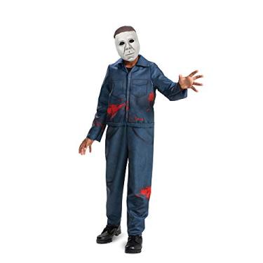 Imagem de Michael Myers Costume for Kids, Official Halloween 2 Costume Jumpsuit and Mask, Classic Child Size Large (10-12) Multicolored