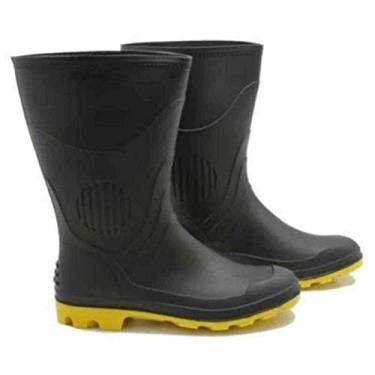 Imagem de Bota Borracha Pvc Impermeável Galocha De Chuva Solado Amarelo Motoqueiro 40