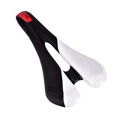 Imagem de Almofada de assento de bicicleta Keenso, respirável, à prova de choque, sem fricção, coxa, bicicleta, assento vazado, design universal (preto e branco)