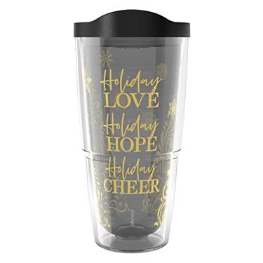 Imagem de Tervis Golden Holiday Christmas Made in USA Copo de viagem com isolamento térmico mantém as bebidas frias e quentes, 680 g, clássico
