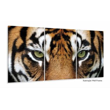 Imagem de Quadros Decorativos Tigre 120x60 3 peças em Tecido